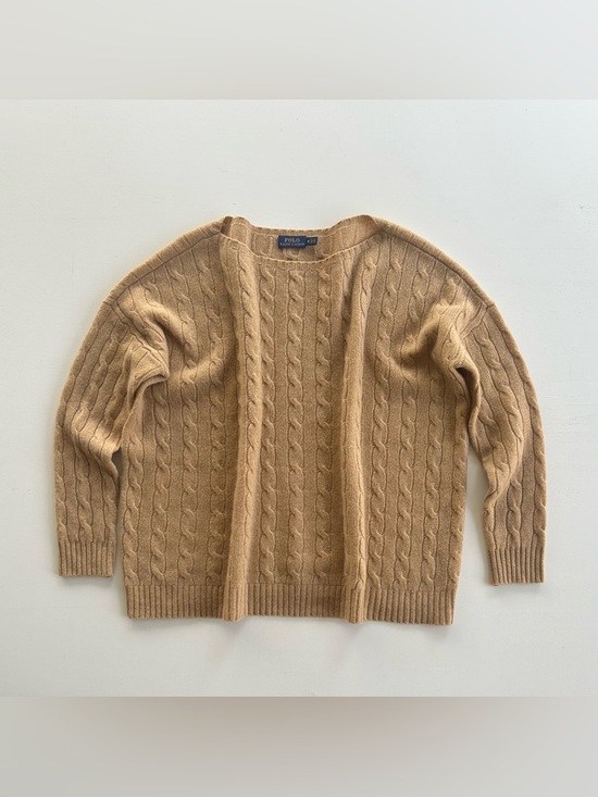 Polo Ralph Lauren Sweaters - Polo Ralph Lauren Cable Knit Sweater Merino Wool Cashmere Tan Women Medium